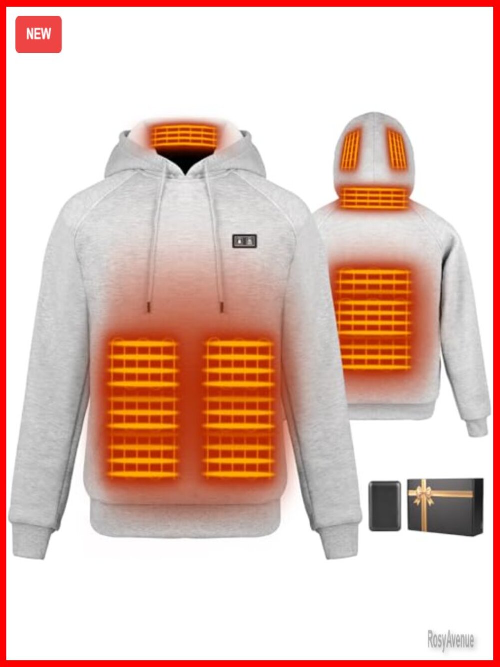 Heated Hoodie Pullover Sweatshirt with Battery Pack 6 Heating Zones